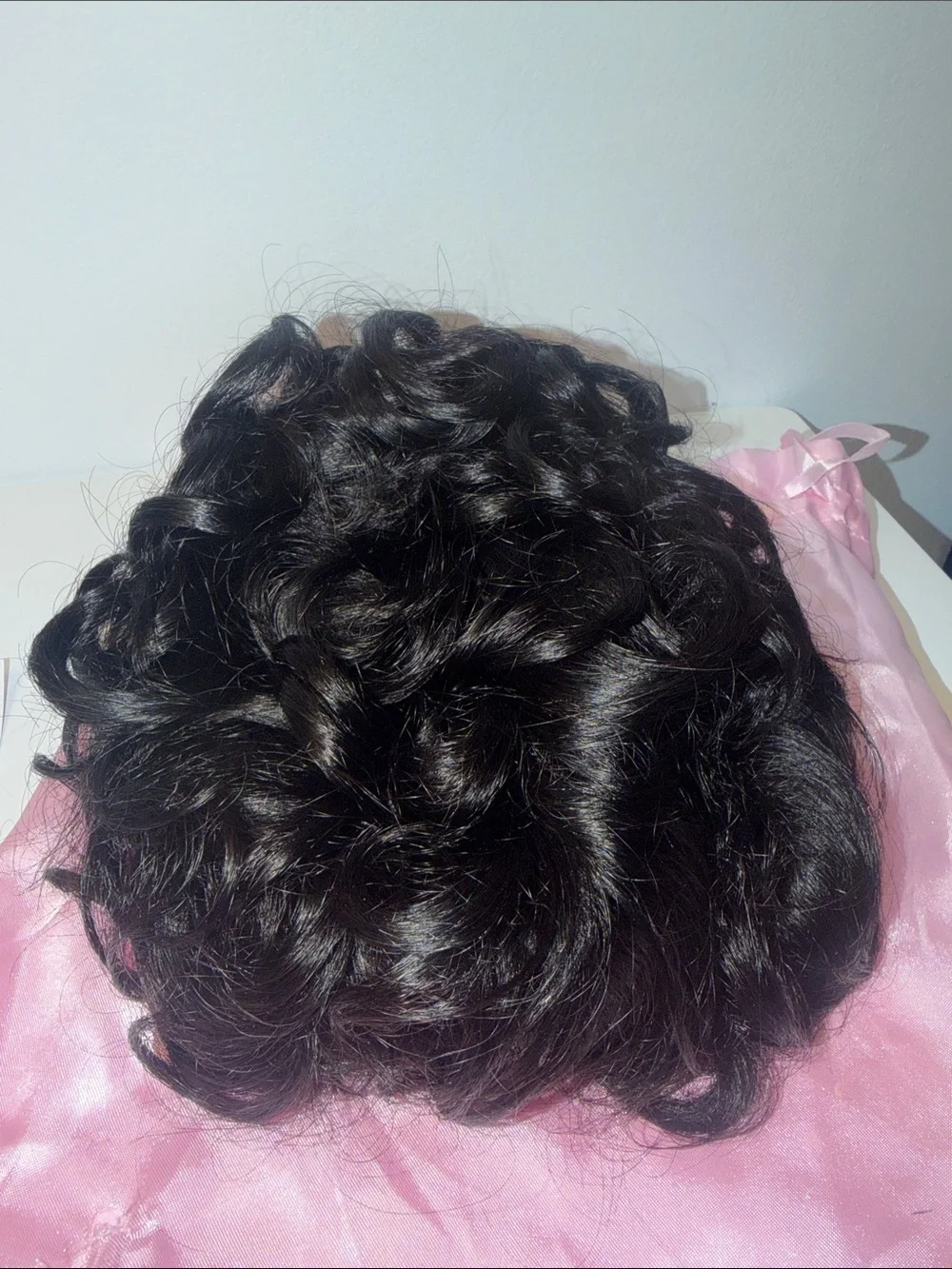 100% Human Hair Curly Hairpiece - Black